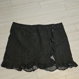 Lane Bryant Womens Dark Denim Jean Skirt Plus Size 28 Pockets ruffle NWOT